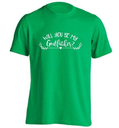 Will you be my godfather? adults unisex green Tshirt 2XL