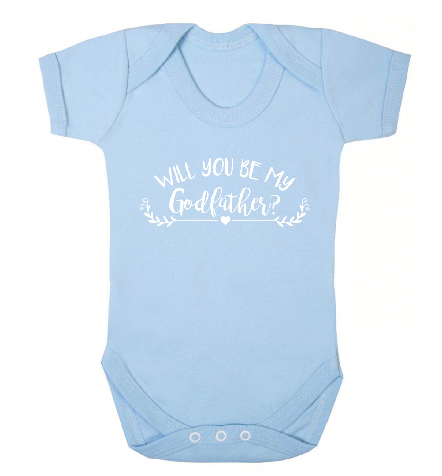Will you be my godfather? Baby Vest pale blue 18-24 months