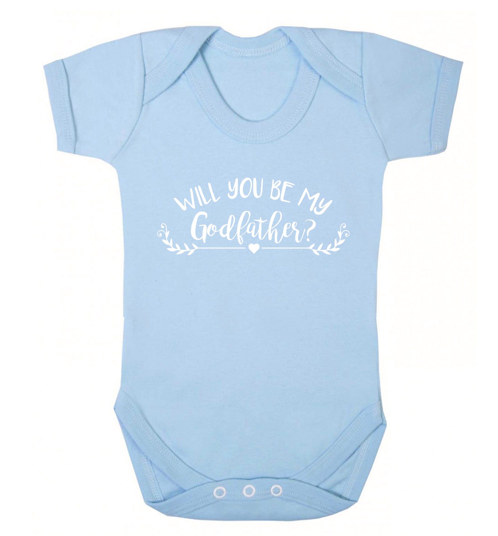 Will you be my godfather? Baby Vest pale blue 18-24 months