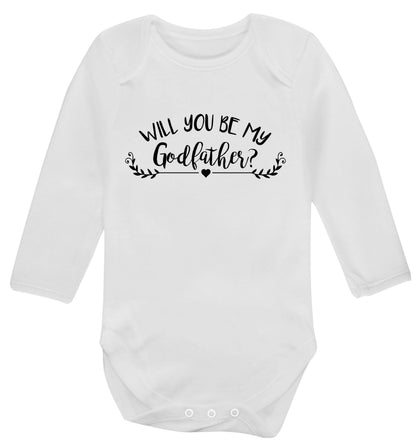 Will you be my godfather? Baby Vest long sleeved white 6-12 months