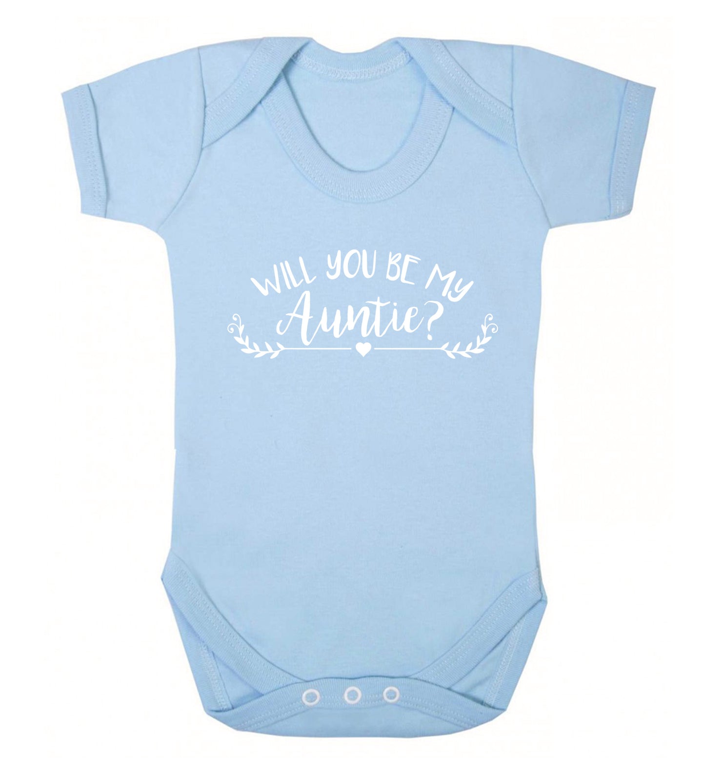 Will you be my auntie? Baby Vest pale blue 18-24 months