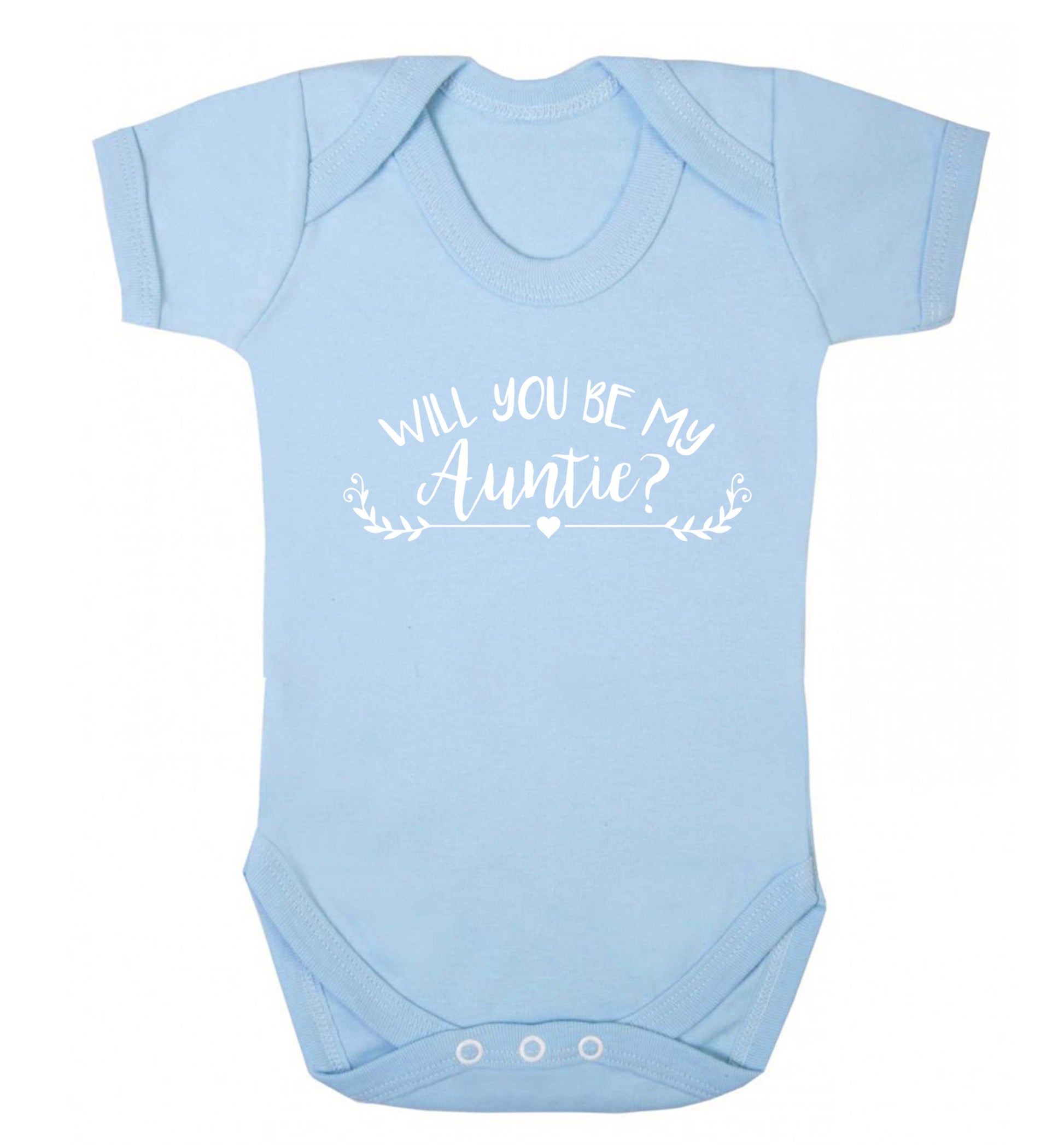 Will you be my auntie? Baby Vest pale blue 18-24 months