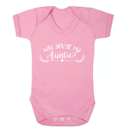 Will you be my auntie? Baby Vest pale pink 18-24 months