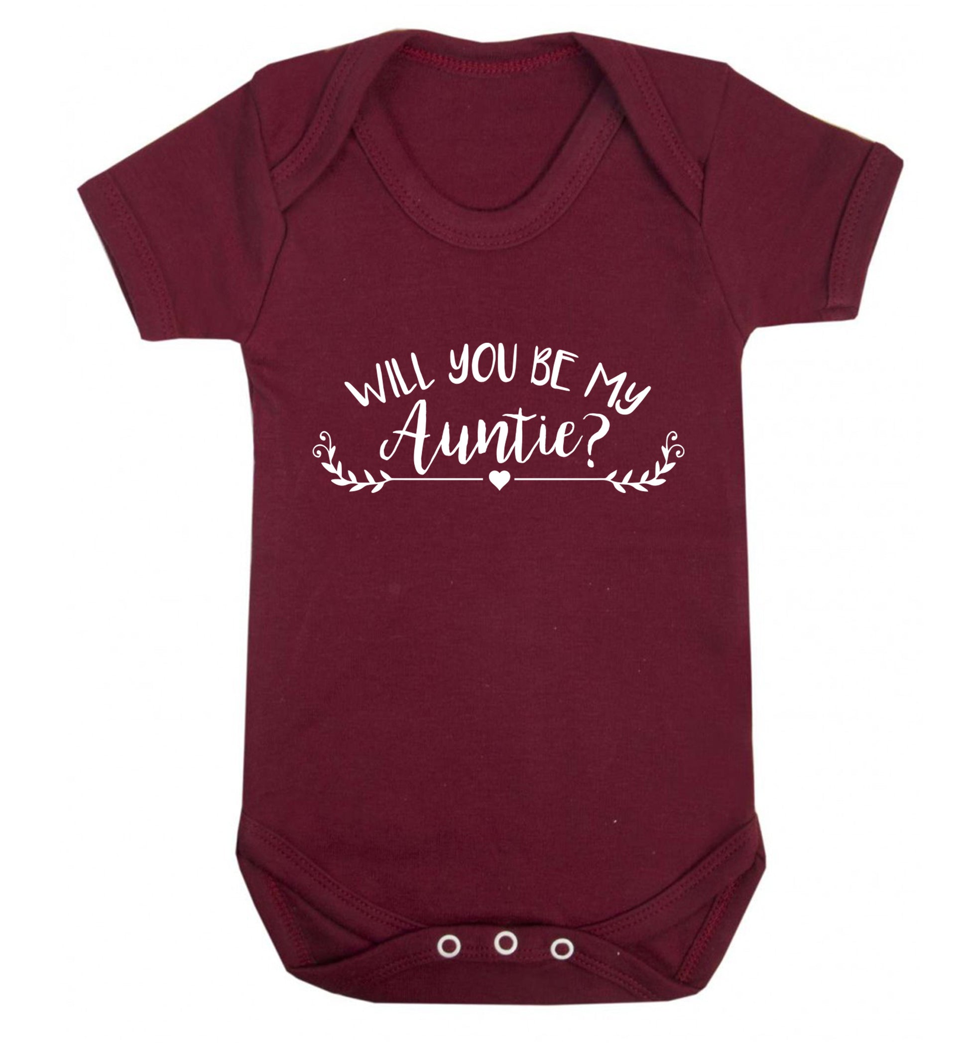 Will you be my auntie? Baby Vest maroon 18-24 months