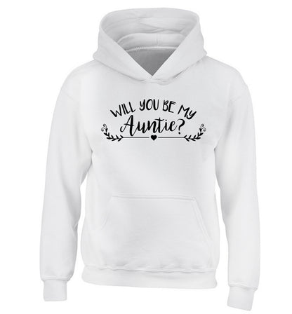 Will you be my auntie? children's white hoodie 12-14 Years