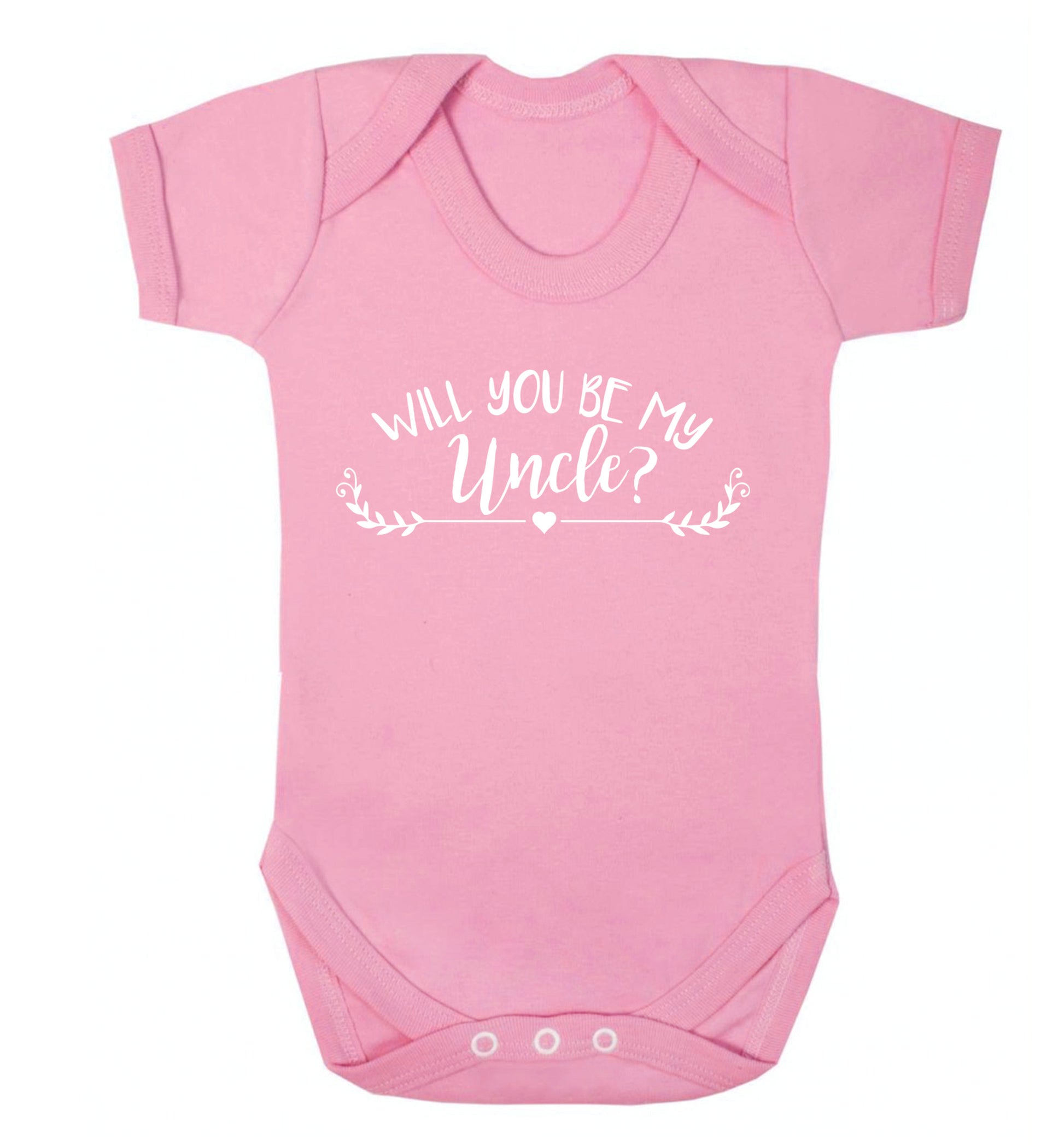 Will you be my uncle? Baby Vest pale pink 18-24 months