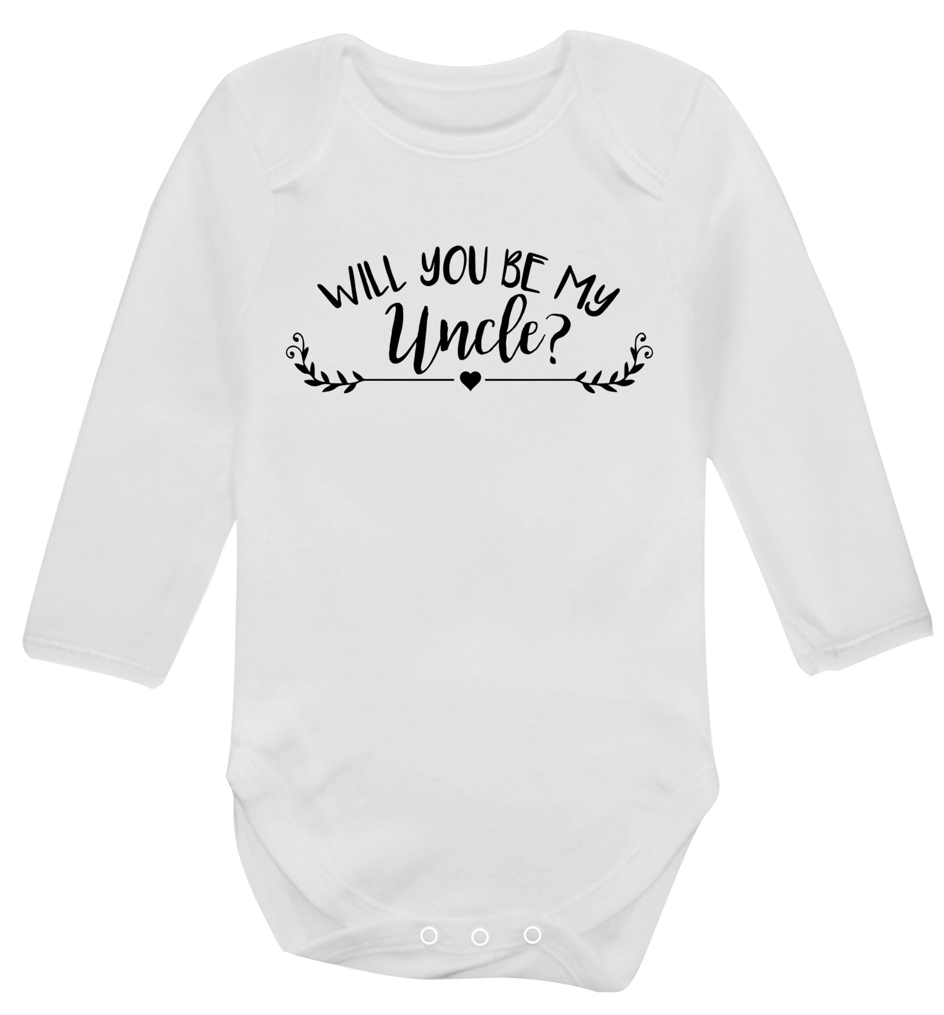 Will you be my uncle? Baby Vest long sleeved white 6-12 months