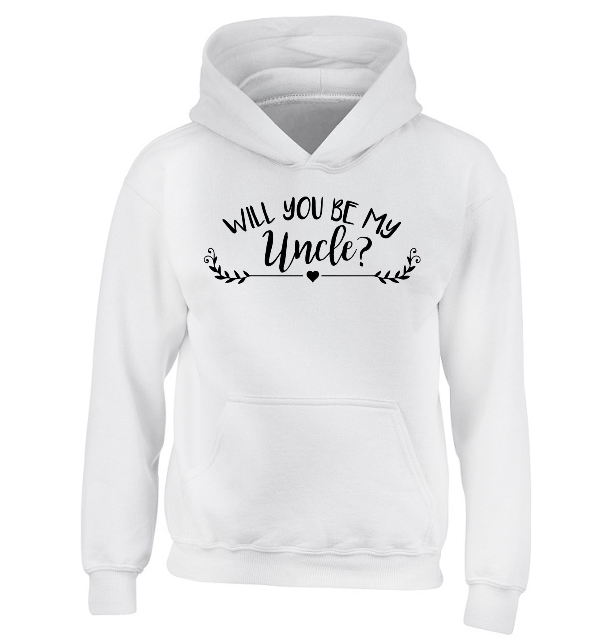 Will you be my uncle? children's white hoodie 12-14 Years