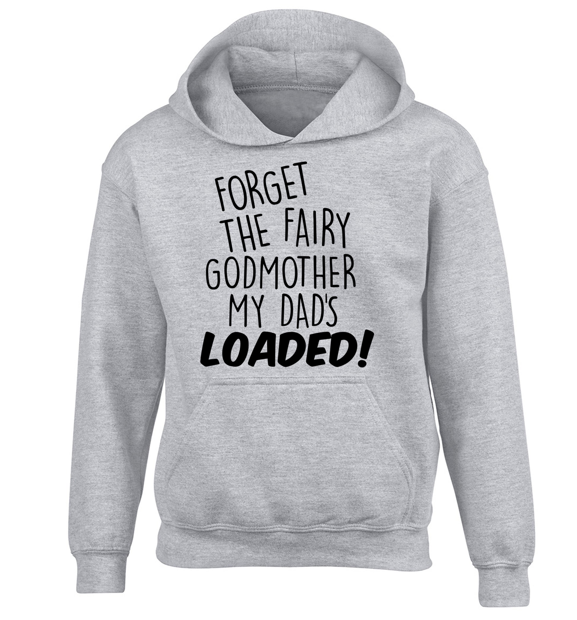 Forget the fairy godmother my dad's loaded children's grey hoodie 12-14 Years