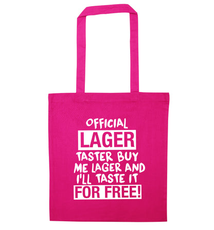 Official lager taster buy me lager and I'll taste it for free! pink tote bag