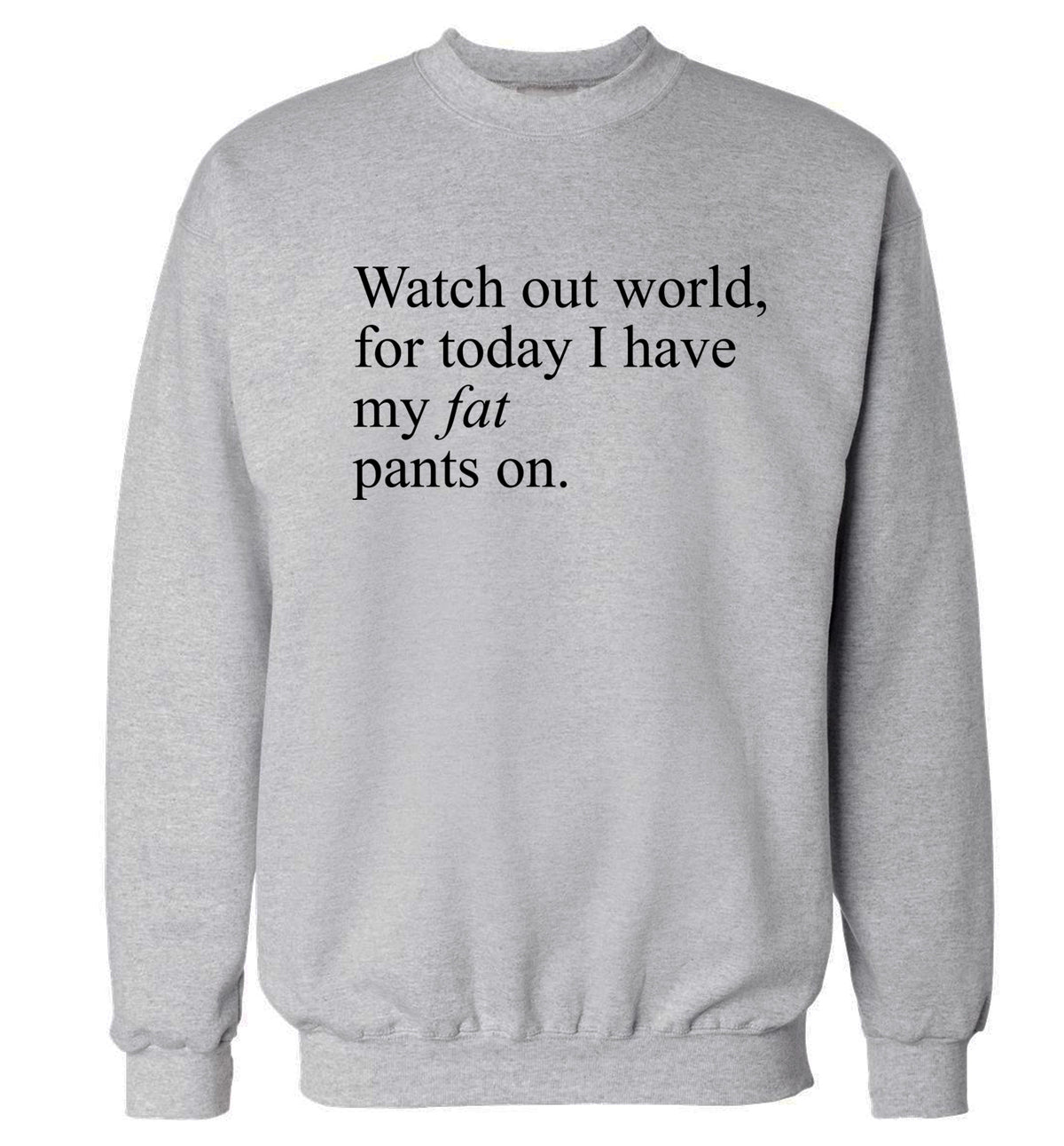 Watch out world, for today I have my fat pants on Adult's unisex grey Sweater 2XL