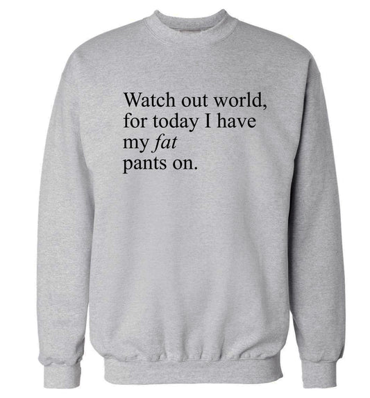 Watch out world, for today I have my fat pants on Adult's unisex grey Sweater 2XL