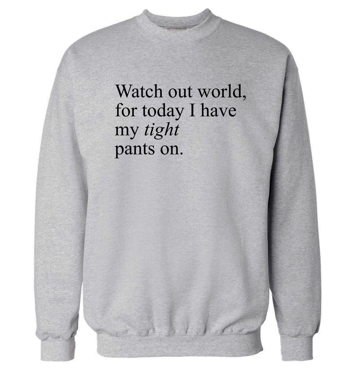 Watch out world, for today I have my tight pants on Adult's unisex grey Sweater 2XL