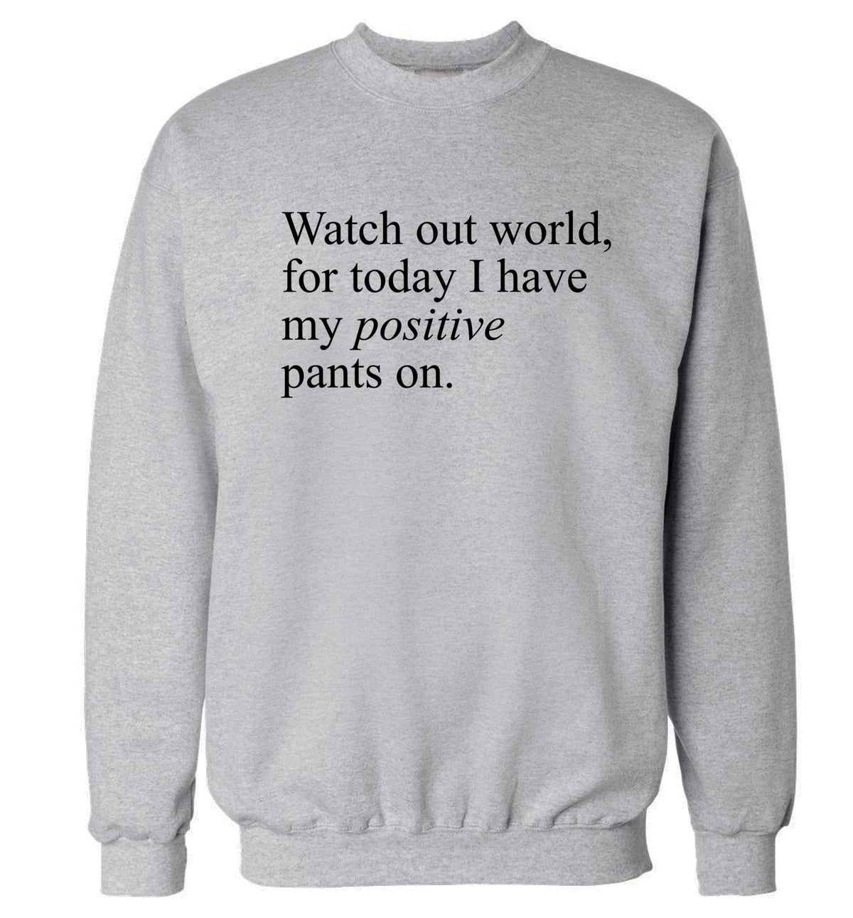 Watch out world, for today I have my positive pants on Adult's unisex grey Sweater 2XL
