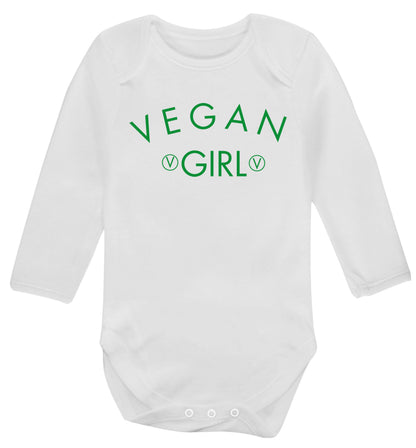 Vegan girl Baby Vest long sleeved white 6-12 months