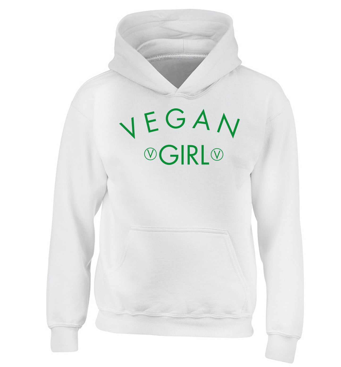 Vegan girl children's white hoodie 12-14 Years