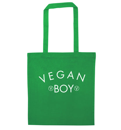 Vegan boy green tote bag