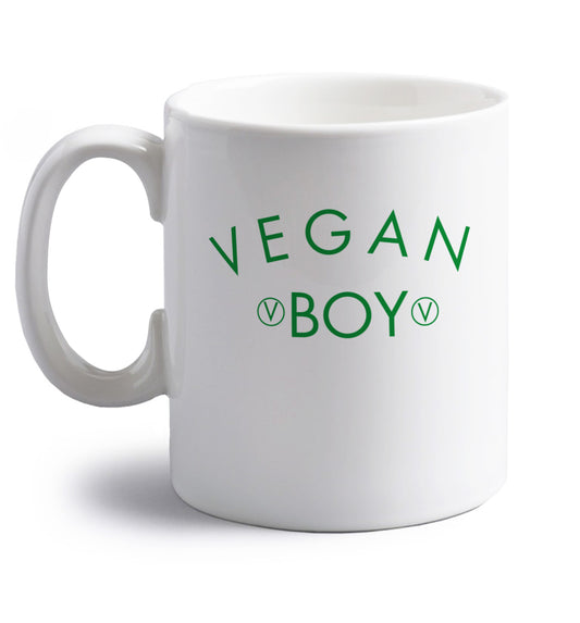 Vegan boy right handed white ceramic mug 