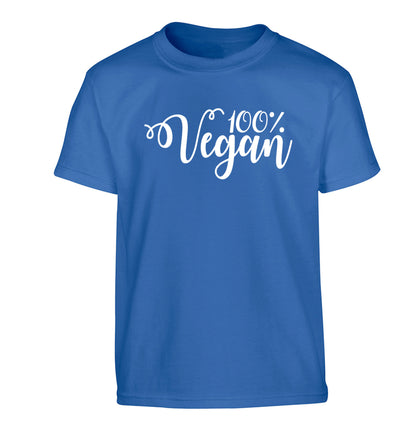 100% Vegan Children's blue Tshirt 12-14 Years