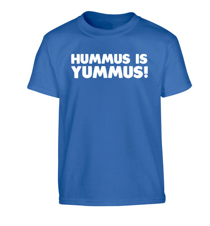 Hummus is Yummus  Children's blue Tshirt 12-14 Years