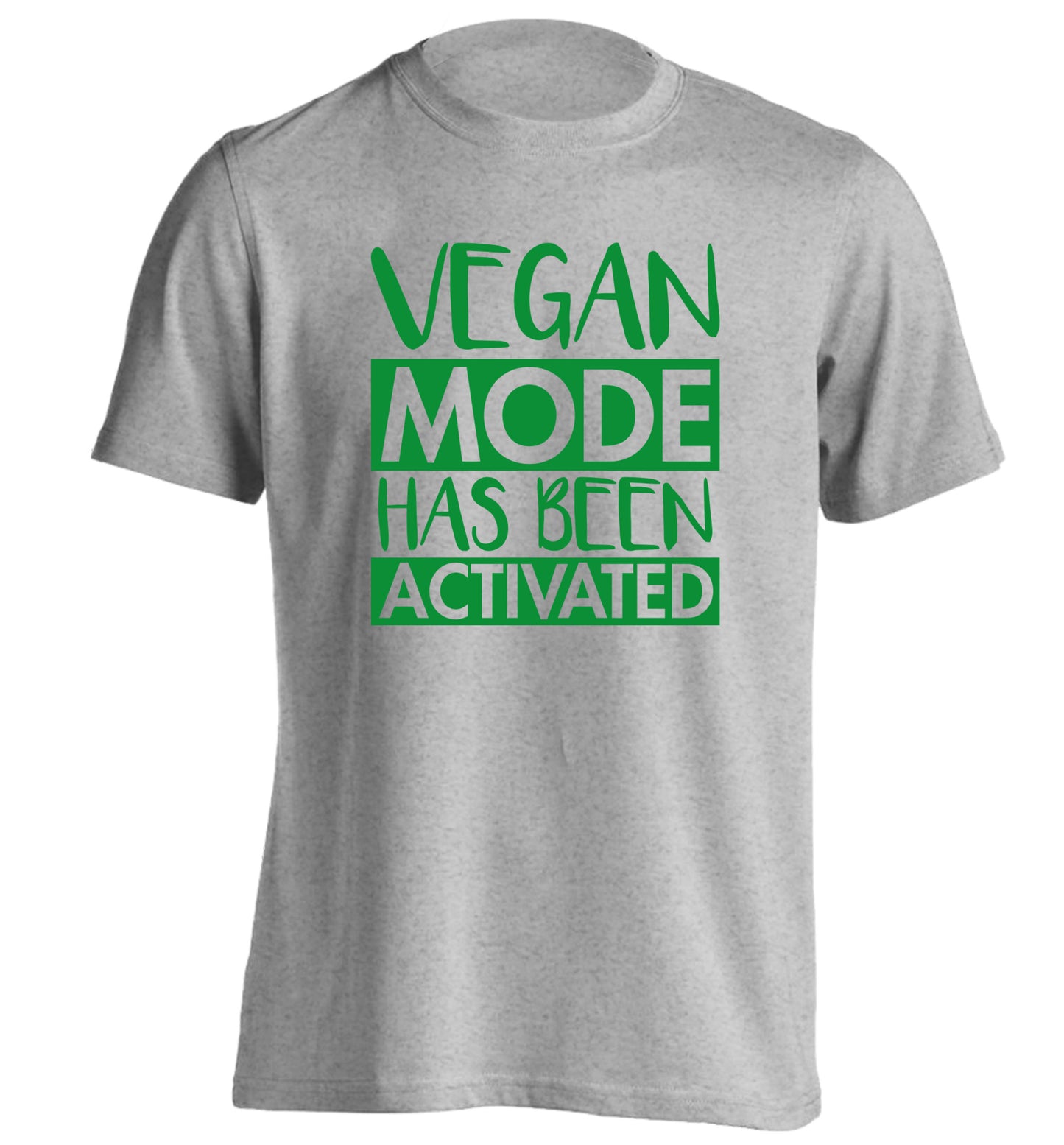 Vegan mode activated adults unisex grey Tshirt 2XL