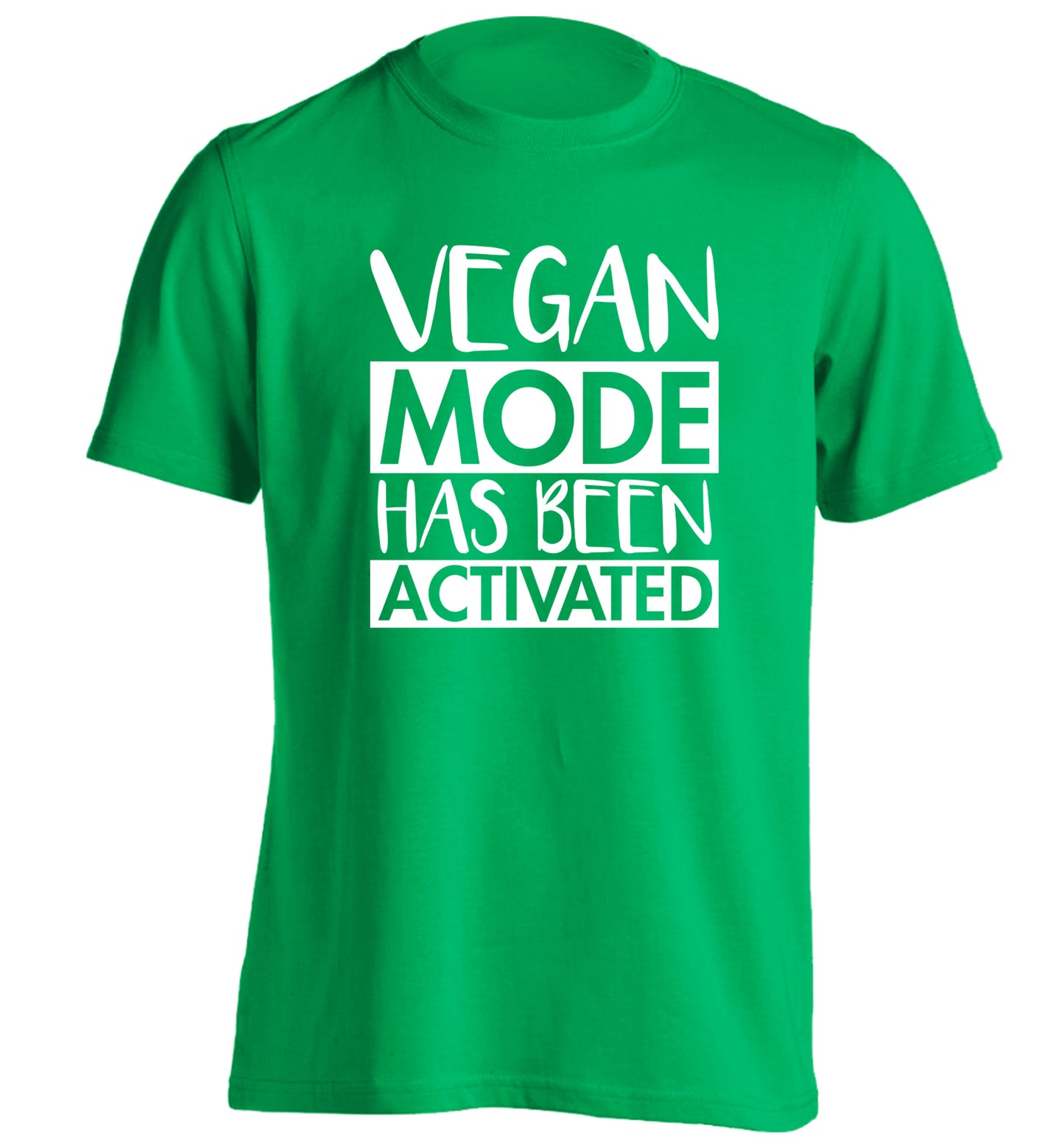 Vegan mode activated adults unisex green Tshirt 2XL