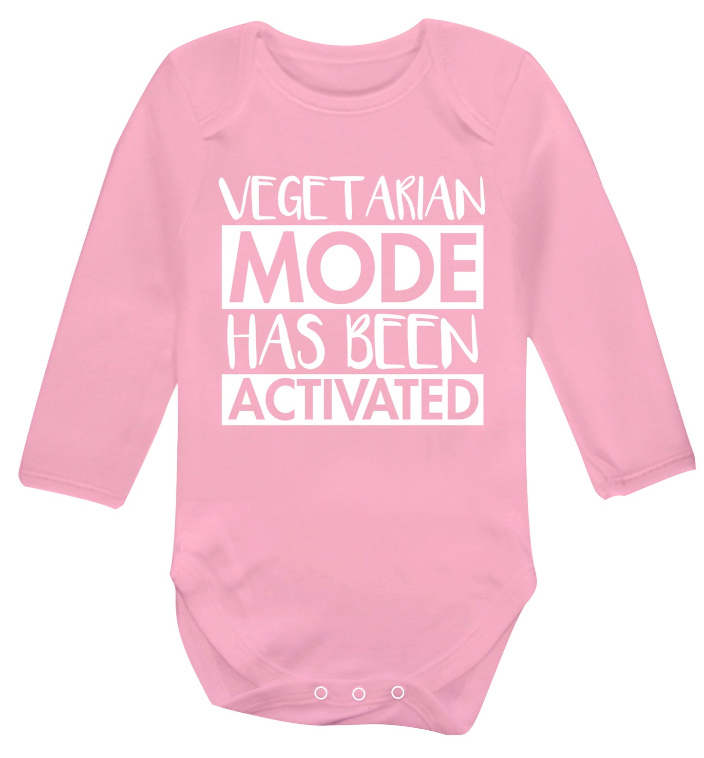 Vegetarian mode activated Baby Vest long sleeved pale pink 6-12 months