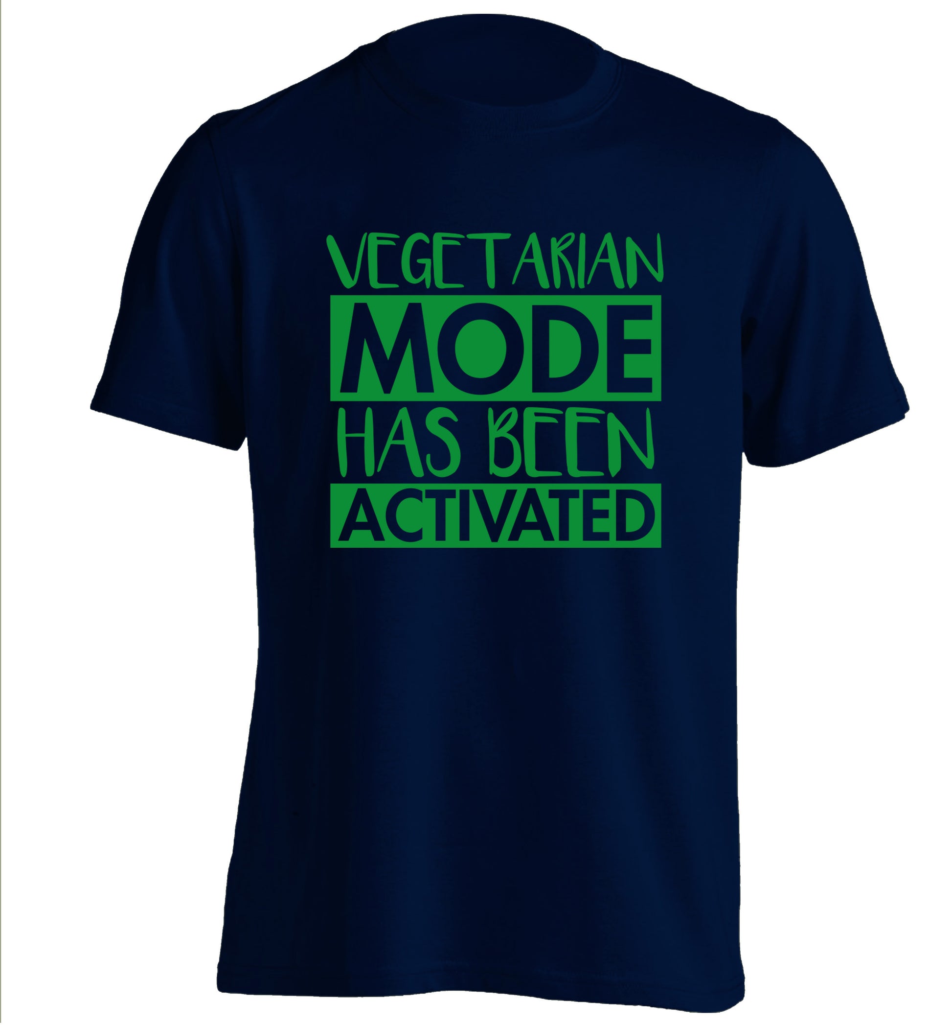 Vegetarian mode activated adults unisex navy Tshirt 2XL