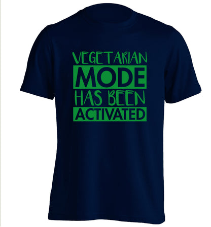 Vegetarian mode activated adults unisex navy Tshirt 2XL