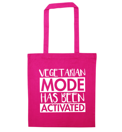 Vegetarian mode activated pink tote bag