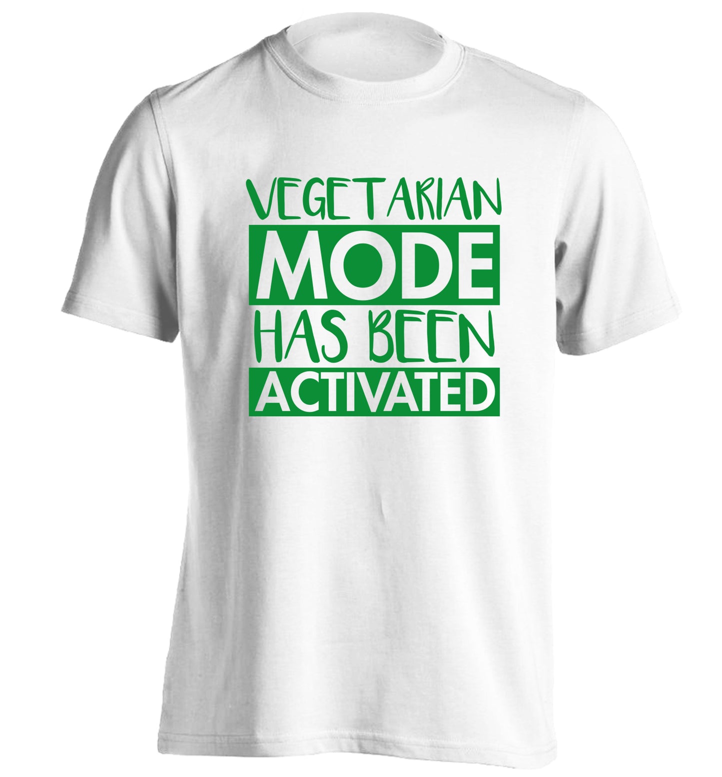 Vegetarian mode activated adults unisex white Tshirt 2XL