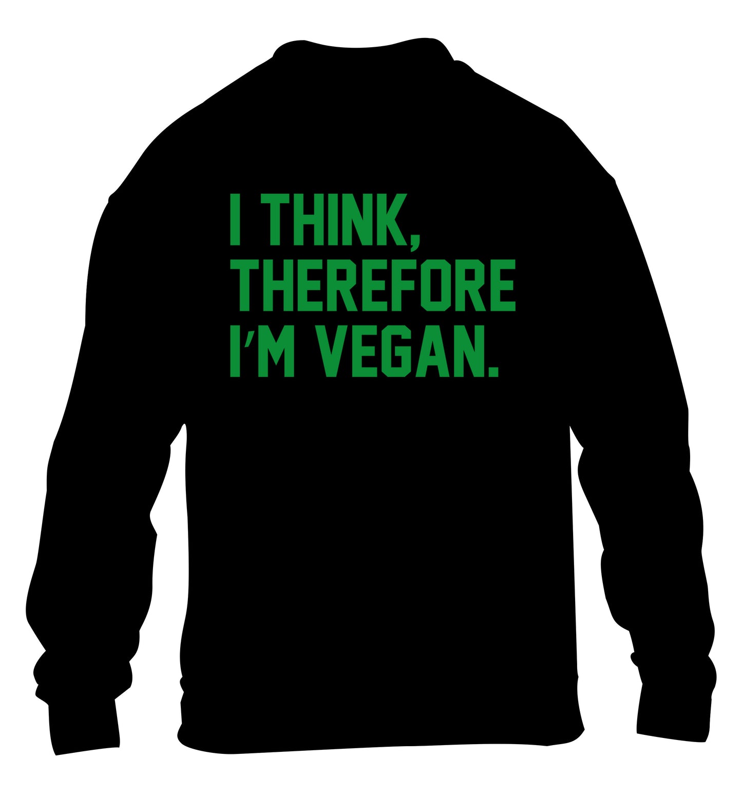 I think therefore I'm vegan children's black sweater 12-14 Years