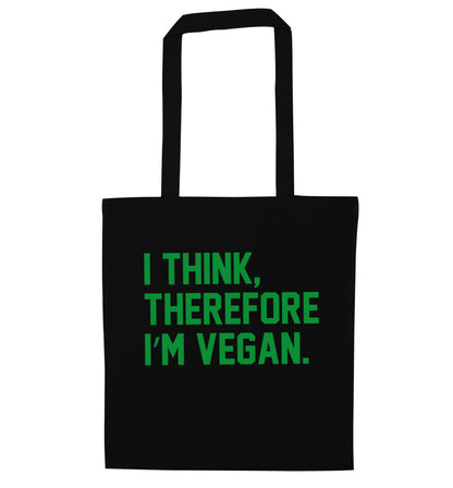 I think therefore I'm vegan black tote bag