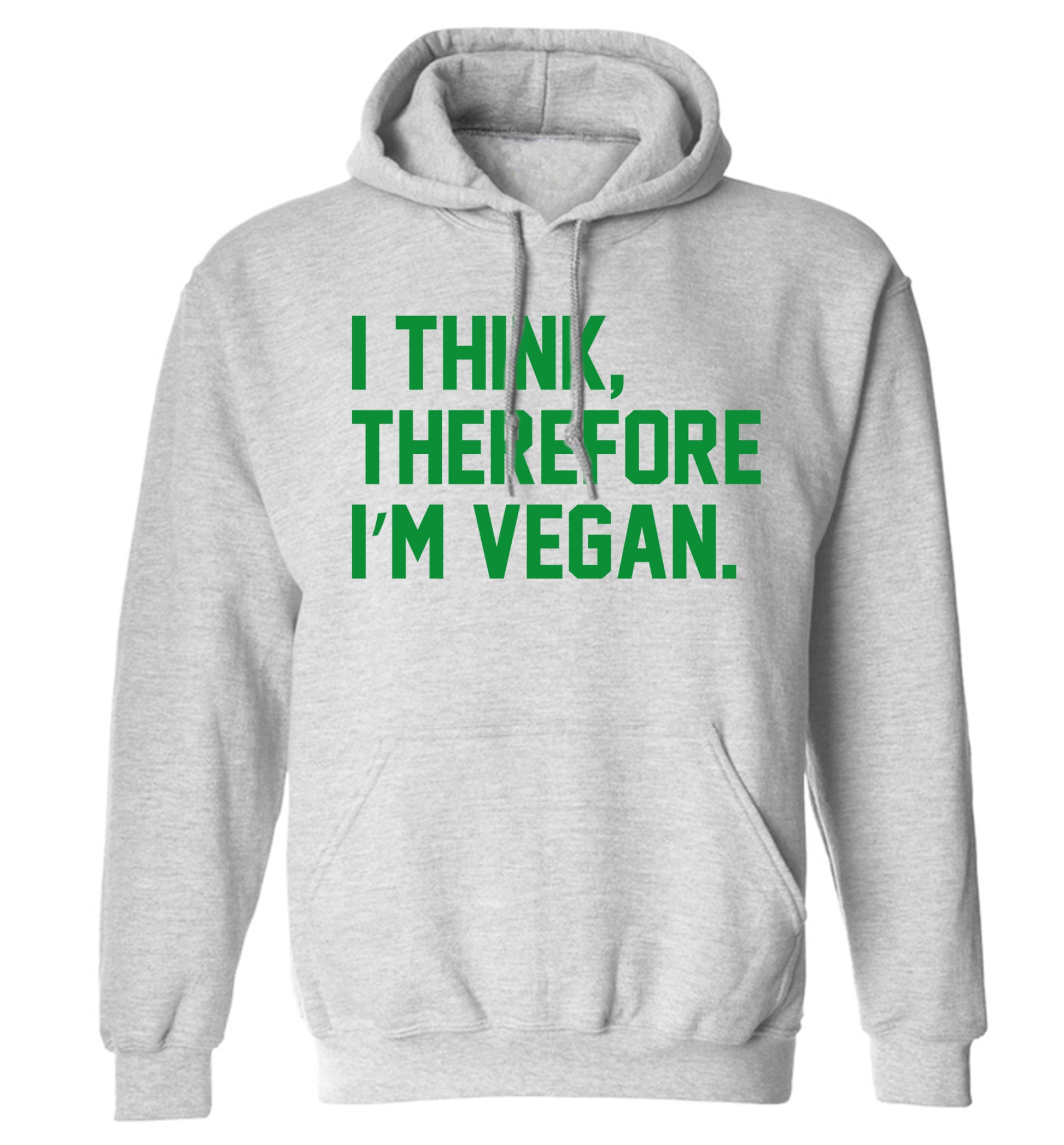 I think therefore I'm vegan adults unisex grey hoodie 2XL