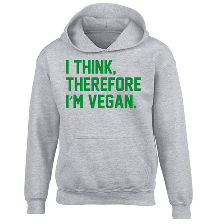 I think therefore I'm vegan children's grey hoodie 12-14 Years