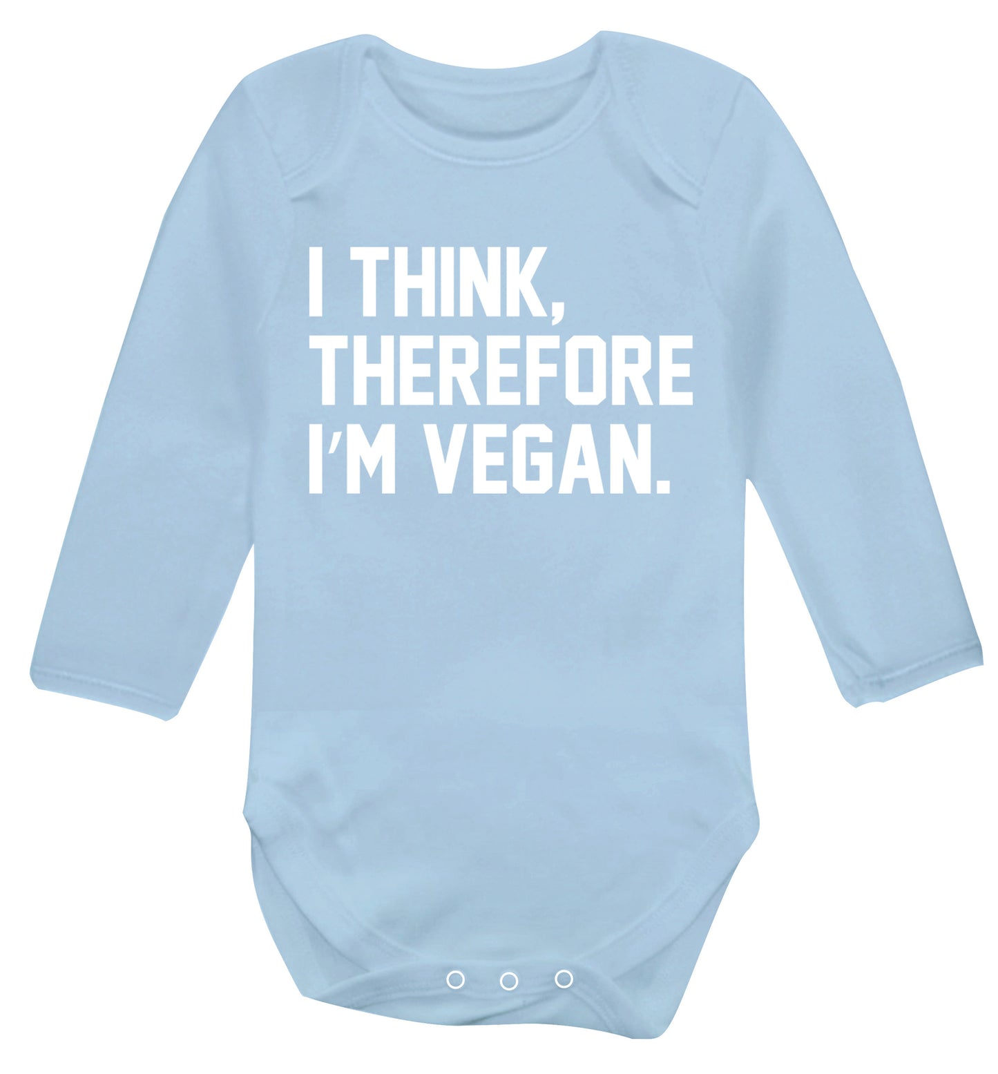 I think therefore I'm vegan Baby Vest long sleeved pale blue 6-12 months