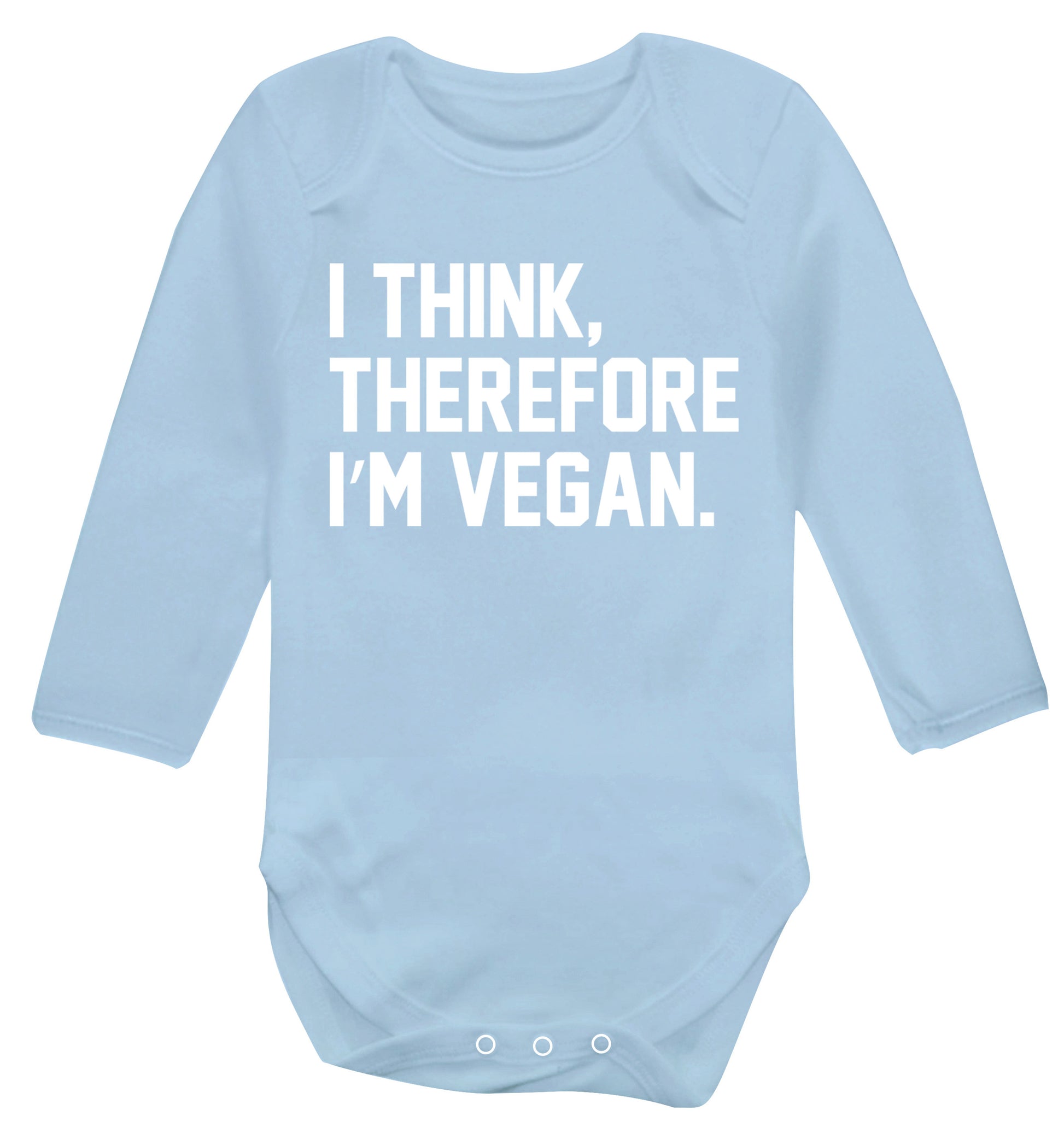 I think therefore I'm vegan Baby Vest long sleeved pale blue 6-12 months