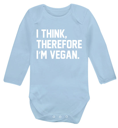 I think therefore I'm vegan Baby Vest long sleeved pale blue 6-12 months