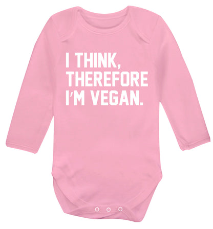 I think therefore I'm vegan Baby Vest long sleeved pale pink 6-12 months