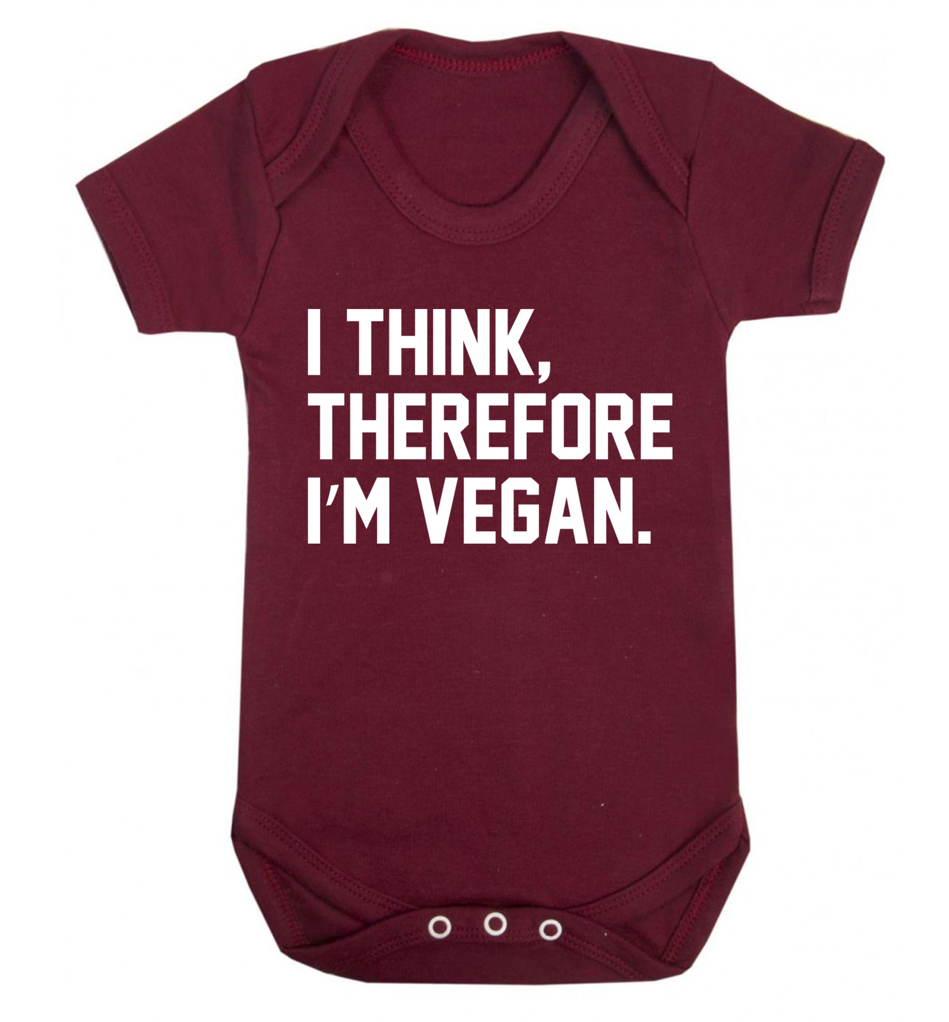 I think therefore I'm vegan Baby Vest maroon 18-24 months