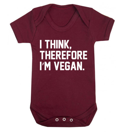 I think therefore I'm vegan Baby Vest maroon 18-24 months