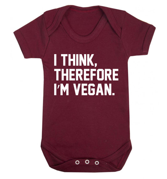 I think therefore I'm vegan Baby Vest maroon 18-24 months