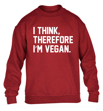 I think therefore I'm vegan children's grey sweater 12-14 Years