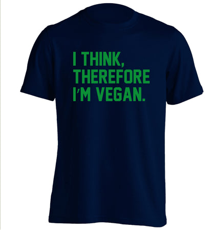 I think therefore I'm vegan adults unisex navy Tshirt 2XL