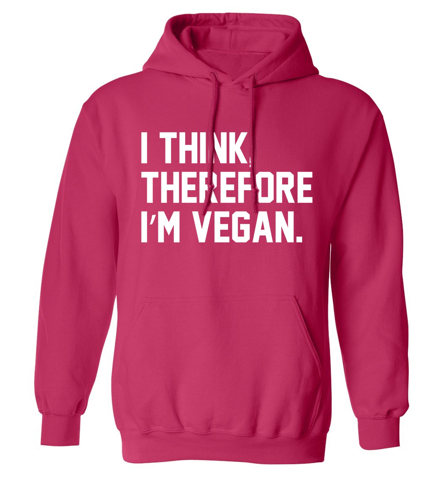 I think therefore I'm vegan adults unisex pink hoodie 2XL