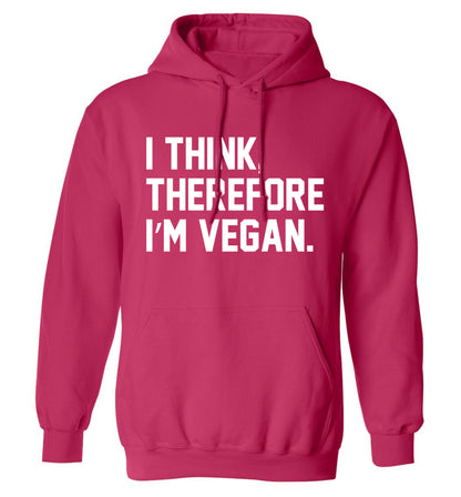I think therefore I'm vegan adults unisex pink hoodie 2XL