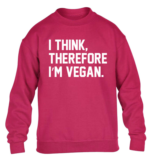 I think therefore I'm vegan children's pink sweater 12-14 Years