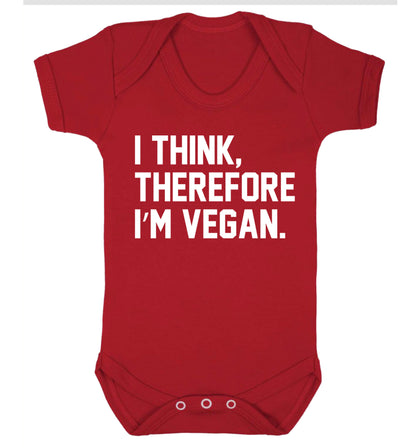 I think therefore I'm vegan Baby Vest red 18-24 months
