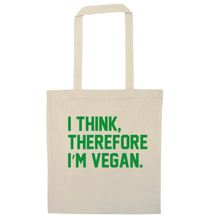 I think therefore I'm vegan natural tote bag