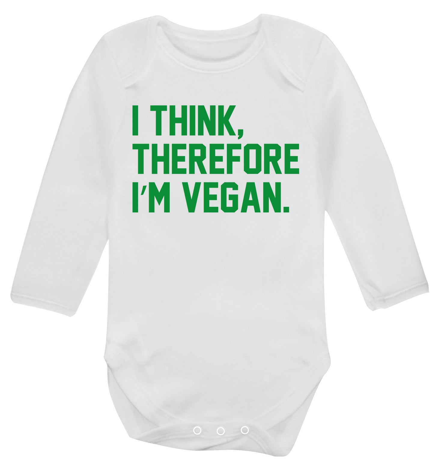 I think therefore I'm vegan Baby Vest long sleeved white 6-12 months